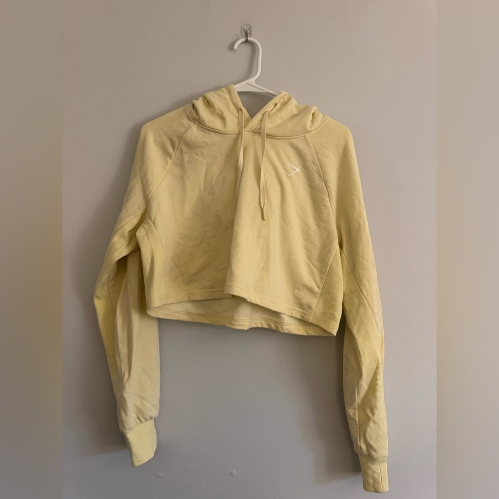 gymshark yellow cropped hooded long sleeve